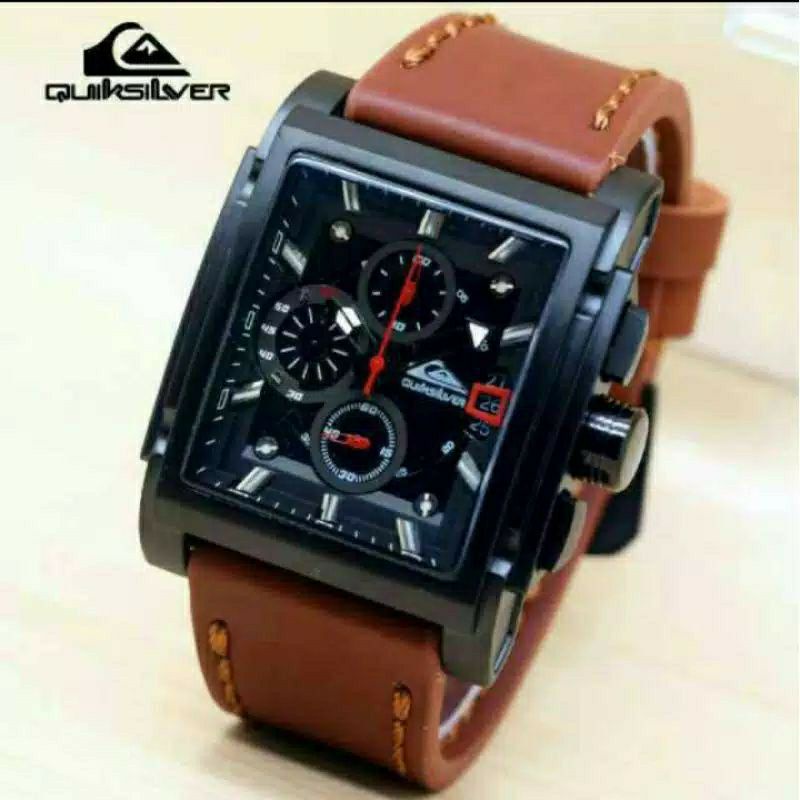 Jam Tangan Pria Quiksilver Crono Aktif Tali Kulit - Jam Tangan Quiksilver Tali Kulit Super Mewah
