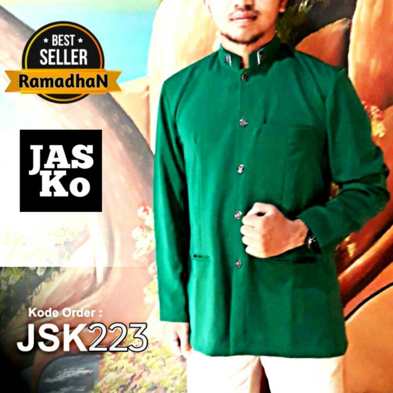 Baju muslim pria Jasko / Jas koko polos Hijau NU / Koko polos Exlusive / Seragam keluarga / JP223