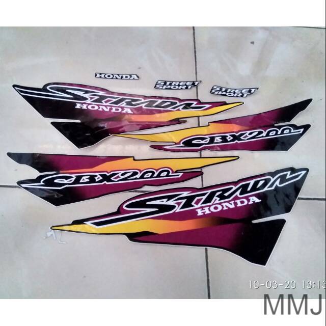 Sticker Striping strada cbx200 hitam ungu ready stock