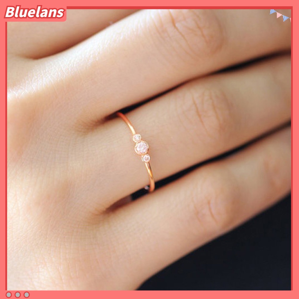 Bluelans Fashion Simple 3 Zircons Alloy Charm Ring Anti Allergy Women Lady Jewelry Gift