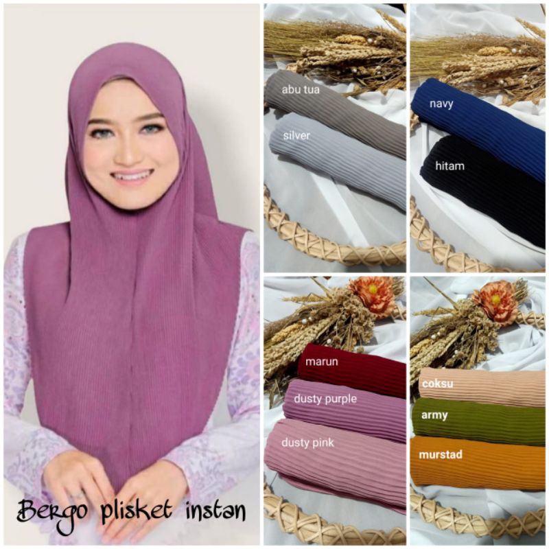 *new* Bergo Maryam Full PLISKET POLOS Diamond Premium