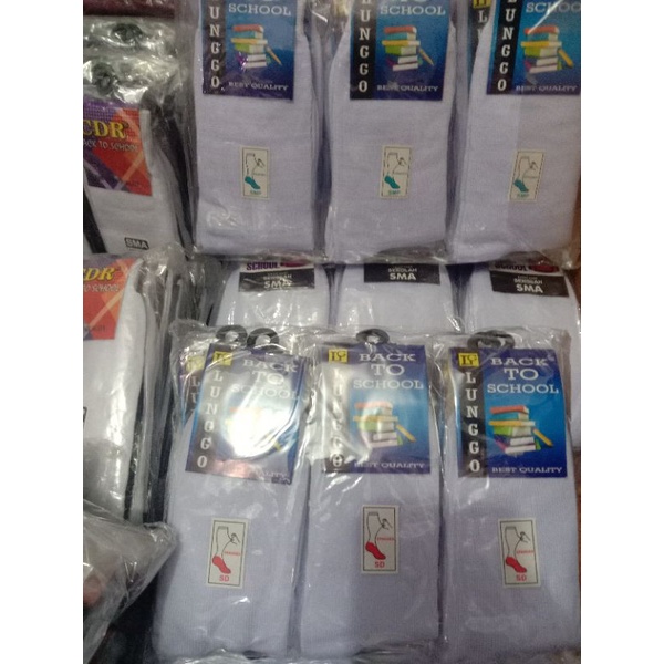 KAOS KAKI SEKOLAH HITAM PUTIH SD SMP SMA KAOSKAKI HITAM / KAOS KAKI PUTIH NILON