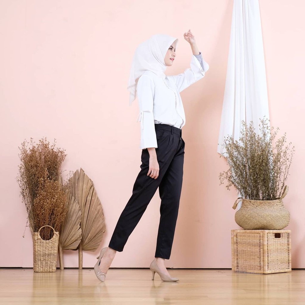 BLACK - BAGGY PANTS PREMIUM /CELANA KERJA WANITA / CELANA PANJANG XL,XXL,2L,3L,4L,5L,6L,7L,8L,9L,10L