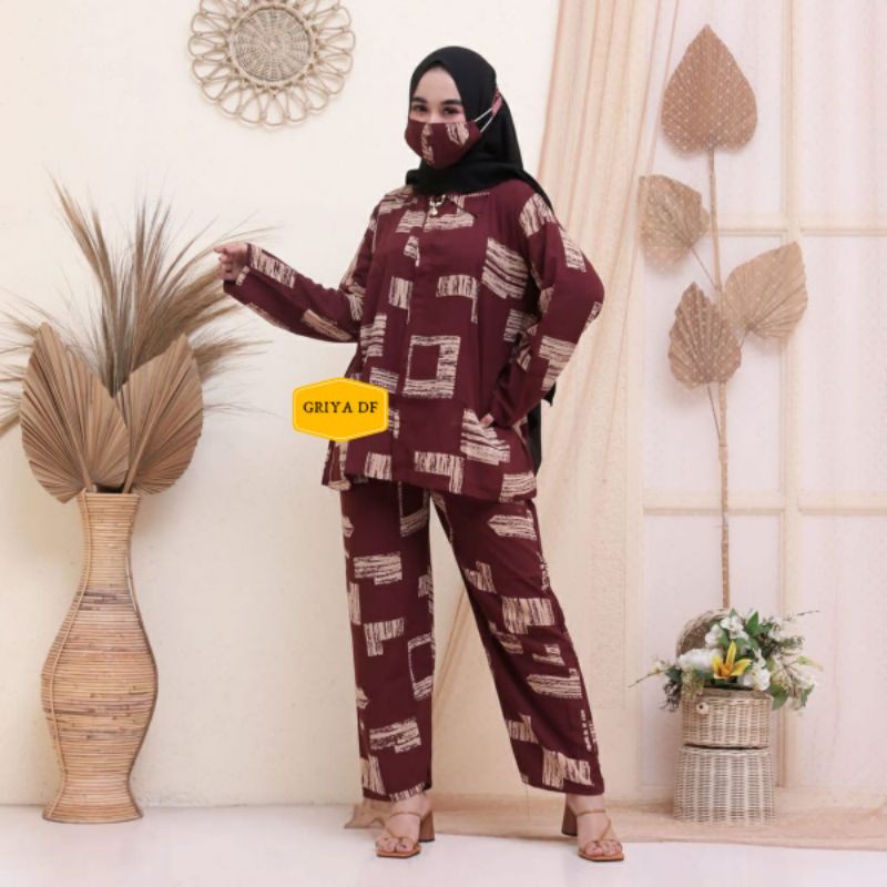 BISA COD SETELAN WANITA TERBARU RAYON PREMIUM MOTIF KANCING DEPAN BUSUI