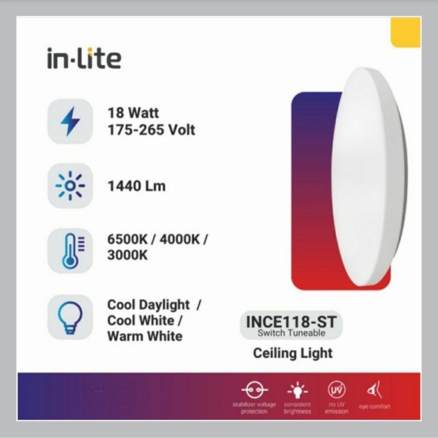 INLITE Lampu Baret 18w INCE118 Ceiling Lamp Switch Tunable 18 Watt