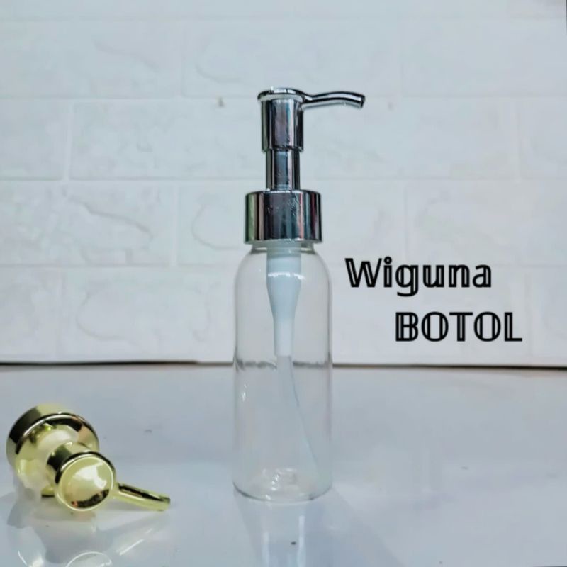 Botol Pump 60ml Clear / Botol PET 60ml Clear Tutup Pump Luxury Clip Oil / Botol Pump 60ml