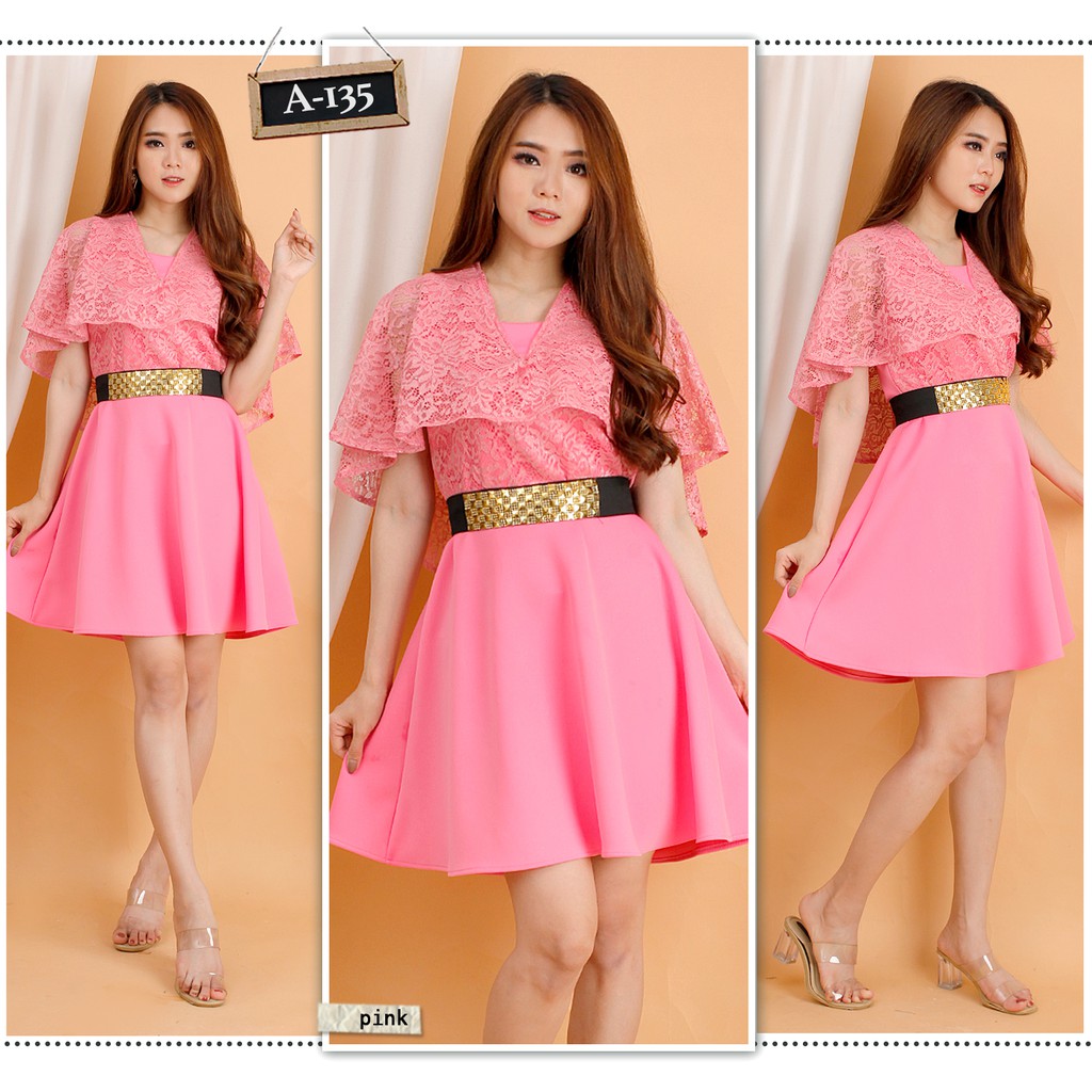 kathryn collection #135 ,DRES SCUBA IMPORT PREMIUM KOMBINASI BRUKAT GLITER +BELT