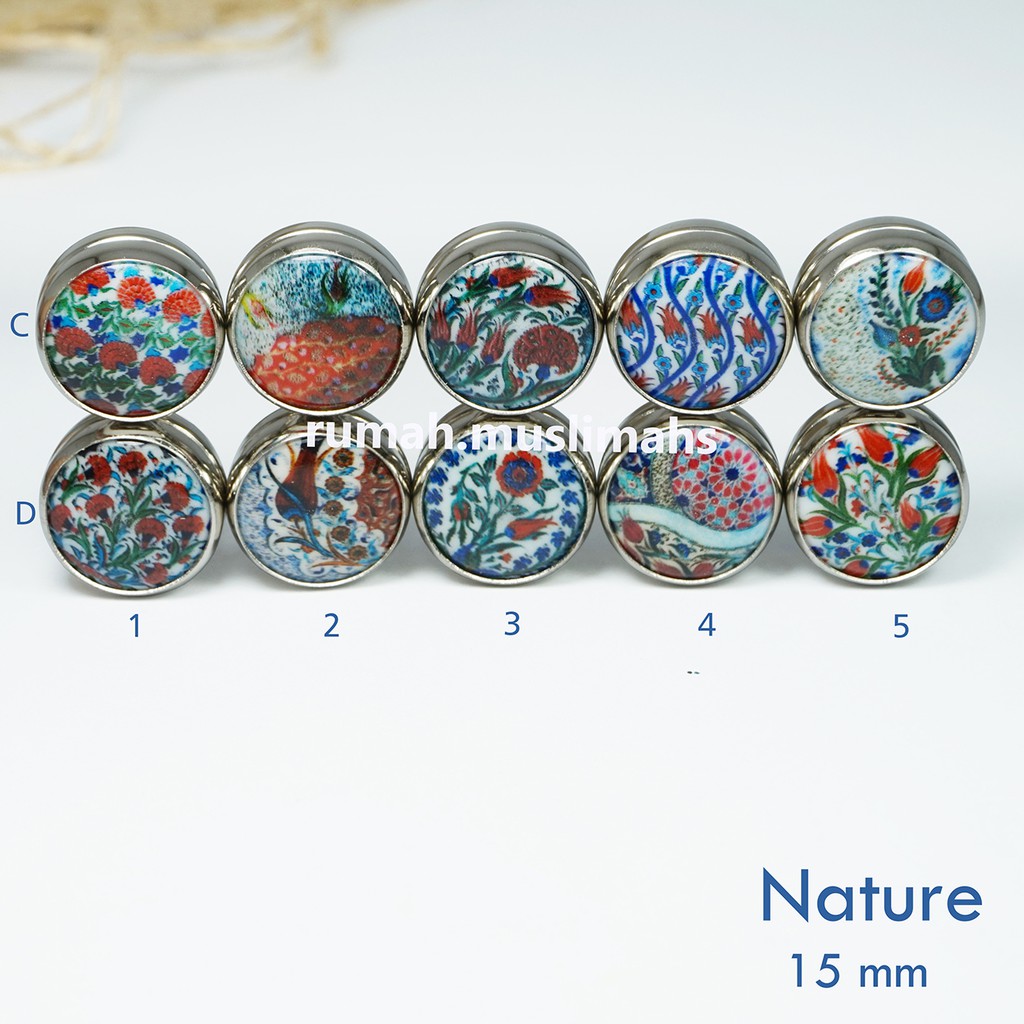 Pin hijab turki 'NATURE'15mm bros magnet jilbab jepitan jilbab magnet pin bros klip turki original