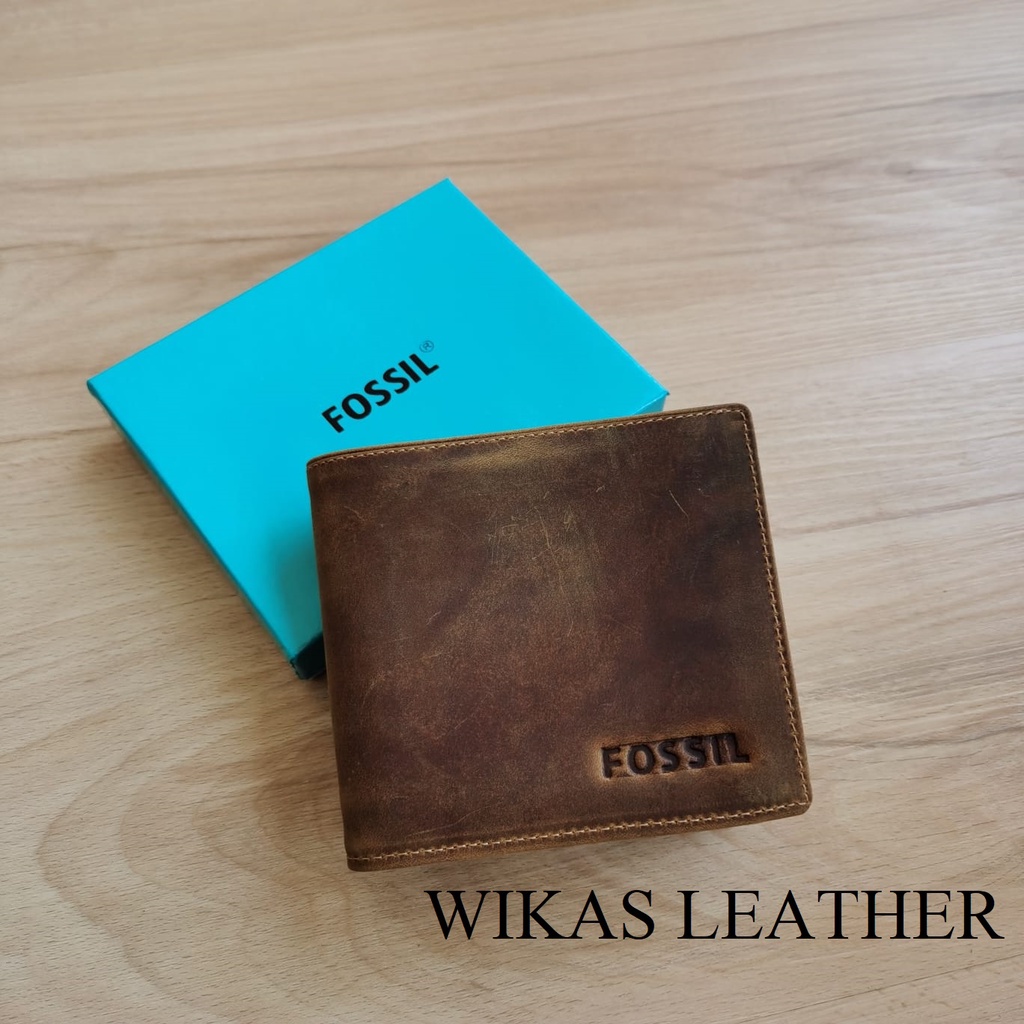 Dompet Pria Kulit Asli Model Tidur WKS-13 Tekstur Kulit Crazy Horse-3