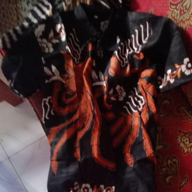 (seragam Keluarga) Maura Couple - Sania Ruffle Batik Couple Ori Ndoro Jowi - Bunga Ulir Oren