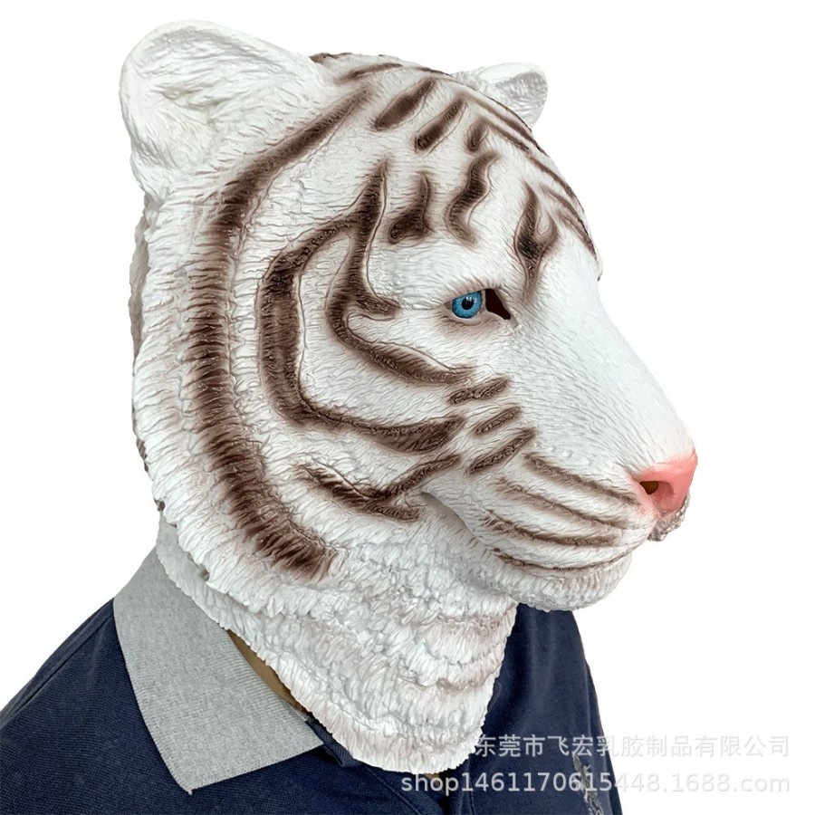 TOL-48 topeng latex karet full harimau putih white tiger halloween