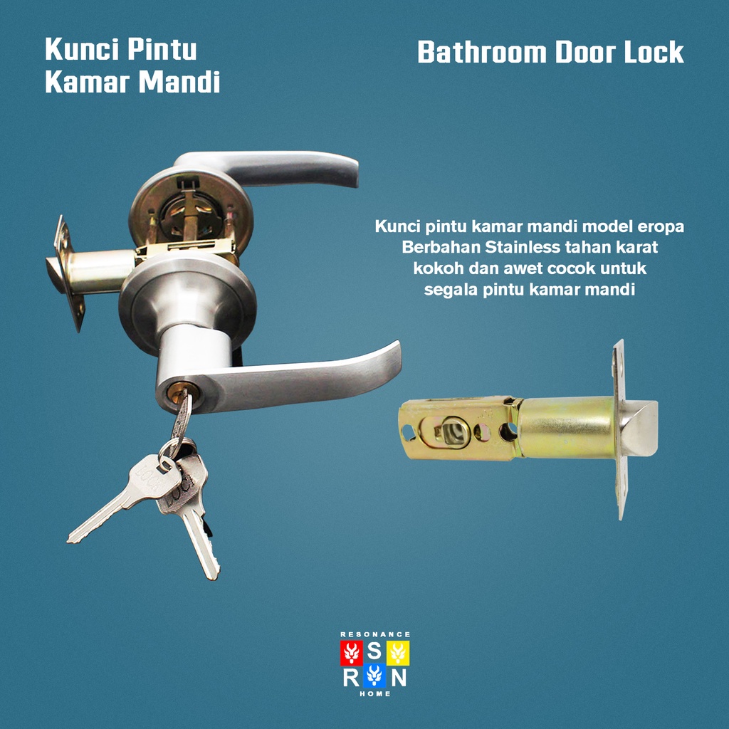 Kunci Pintu Kamar Mandi Putar Bahan Stainless SUS 304 Anti Karat Resonance Home