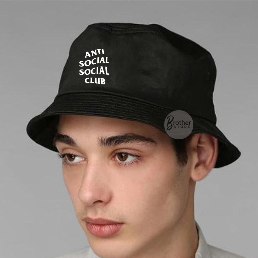 Topi Bucket - Topi Gunung - Logo Anti Social Club Text White