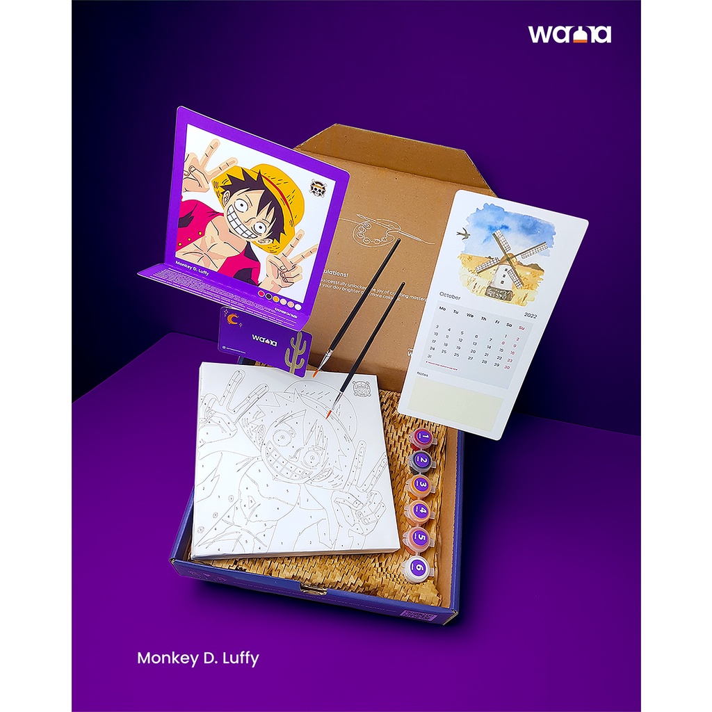 

Paint by number One Piece Monkey D. Luffy | Warna Masterpieces | Painting Kit | 20x20cm Kanvas & 6 Akrilik | Kit Melukis