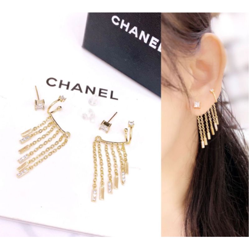 Anting Silver925 perak Mata kilau Channel Zircone Premium Quality Anti karat anti alergi earring fashion import
