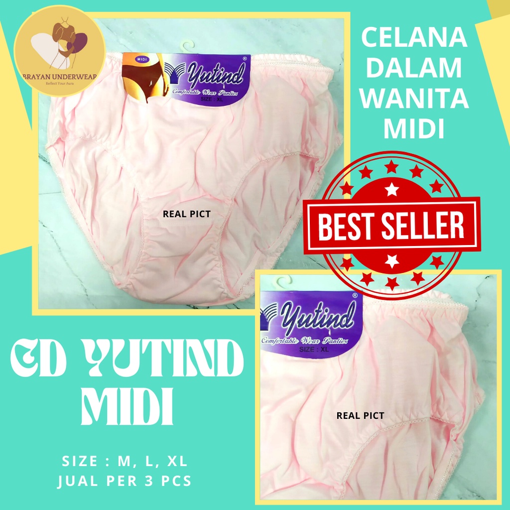 [ 3 PCS ] CD Celana Dalam Wanita Dewasa YUTIND MIDI [ SA-008 ] Uk M.L.XL.XXL - Pakaian Dalam Wanita 