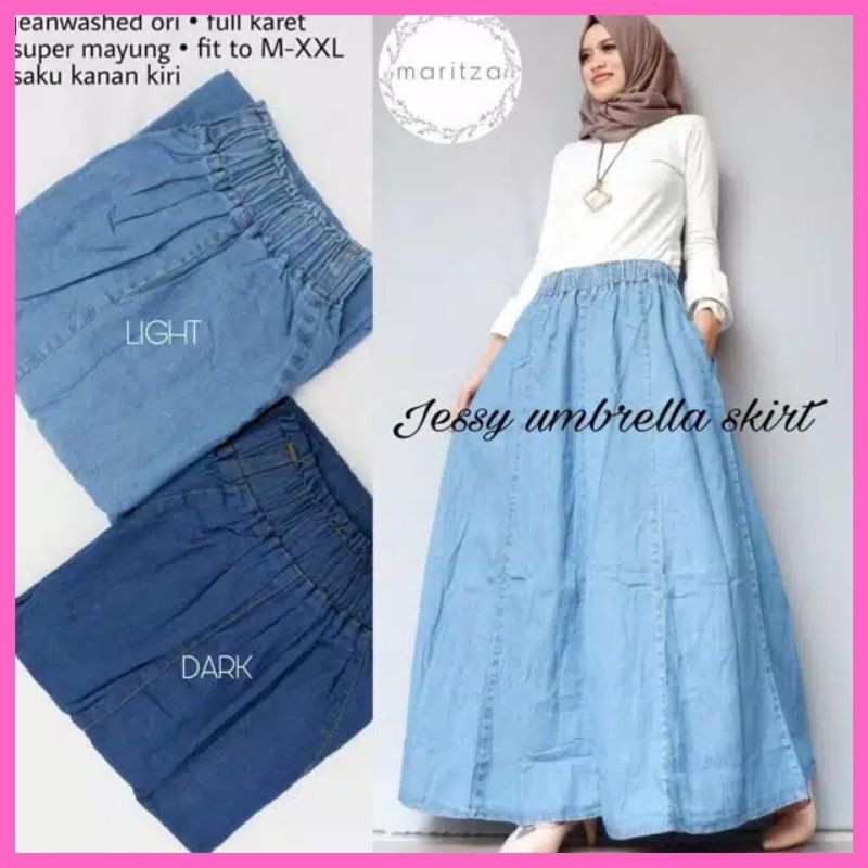 Denim Levis Washed Payung Lepis Jins Klok Mayung Panjang Murah Ootd Wanita Remaja