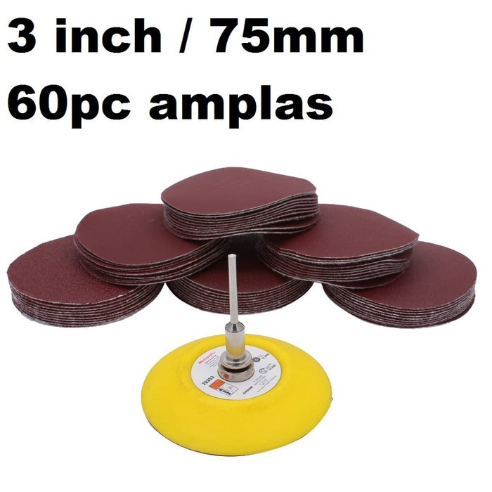 1 SET Disc Pad Amplas Bulat Velcro 3&quot; Polishing Mini Grinder Dremel