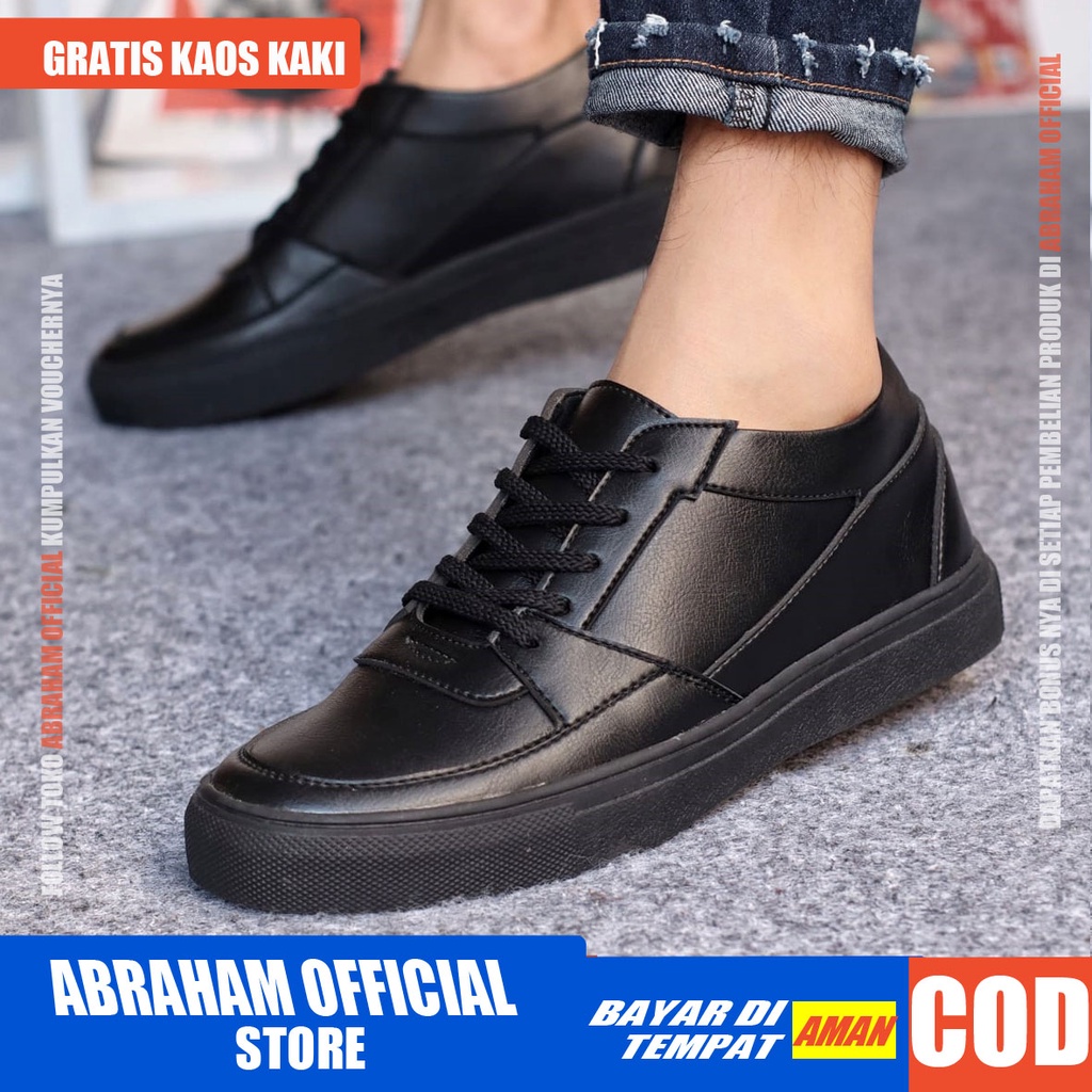 ROBERT Sepatu Sneakers Pria Kulit Sintetic Sepatu Pria Casual Sneaker Cowok / Cowo Sepatu Kasual Semi Formal Kerja Kantor Kuliah Gaya Santai Keren Kekinian Original Murah Terlaris