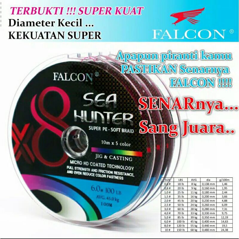 Senar PE X8 Falcon Sea Hunter 300 Meter