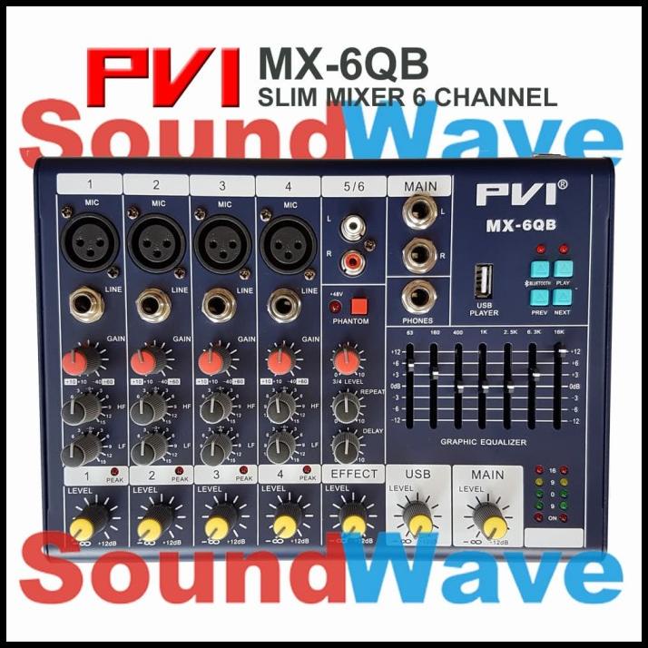 Slim Mixer Audio Pvi Mx-6Qb Usb Bluetooth ( 6 Channel ) Mx6Qb Ultra