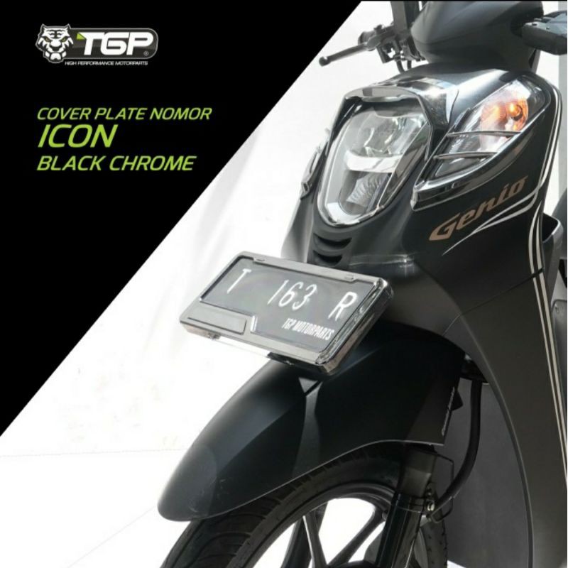 Cover plat motor TGP icon black chrome universal fazzio nmax adv pcx vario aerox beat dll