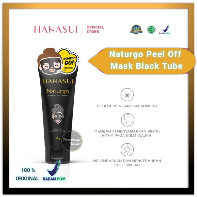 HANASUI NATURGO PEEL OFF MASK BLACK - TUBE