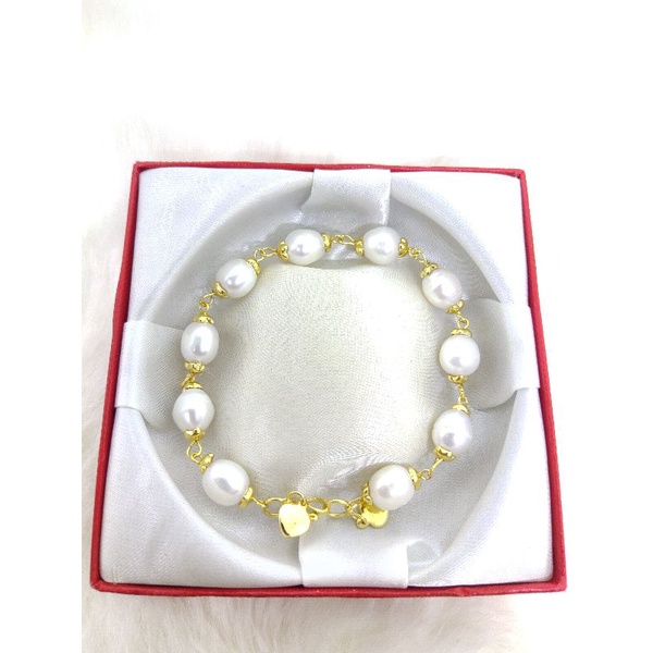 Gelang Lilit Cantik Air Tawar Putih Lapis Emas