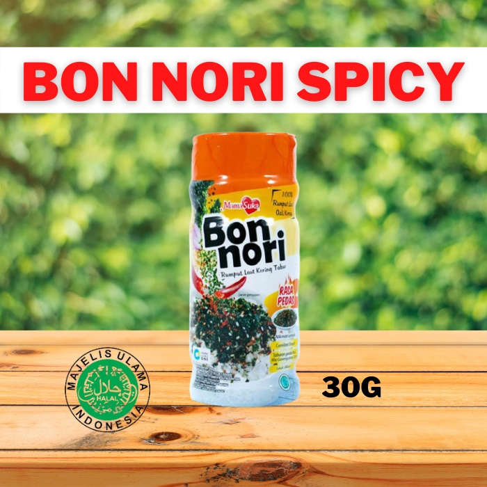 

Bon Nori Sushi Spicy Pedas Halal 30g Botol Mamasuka Rumput Laut