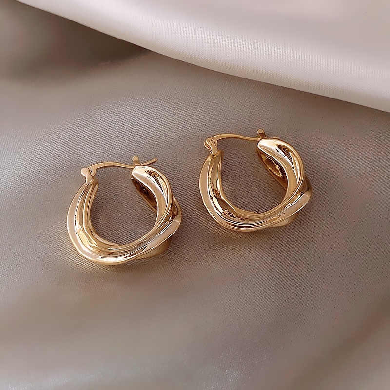 Anting Silver Needle 925 Warna Emas Gaya Retro Korea Untuk Perempuan
