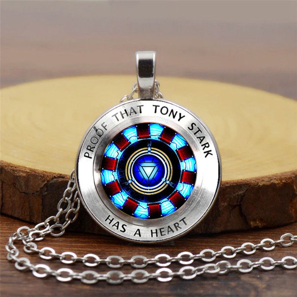 【COD Tangding】Iron Man Heart Time Stone Necklace Energy Fashion Pendant Necklace Sweater Chain