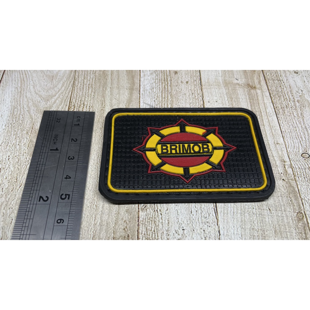 Patch Brimob Roda Gila (Kotak)- Patch Velcro Brimob - Prepetan Brimob - Velcro Karet