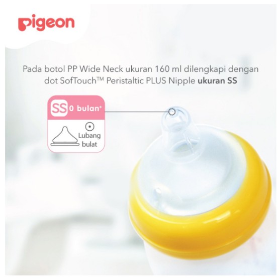 Pigeon Botol PP Wide Neck 160ml Mickey W/P-Plus Nipple - Botol Susu