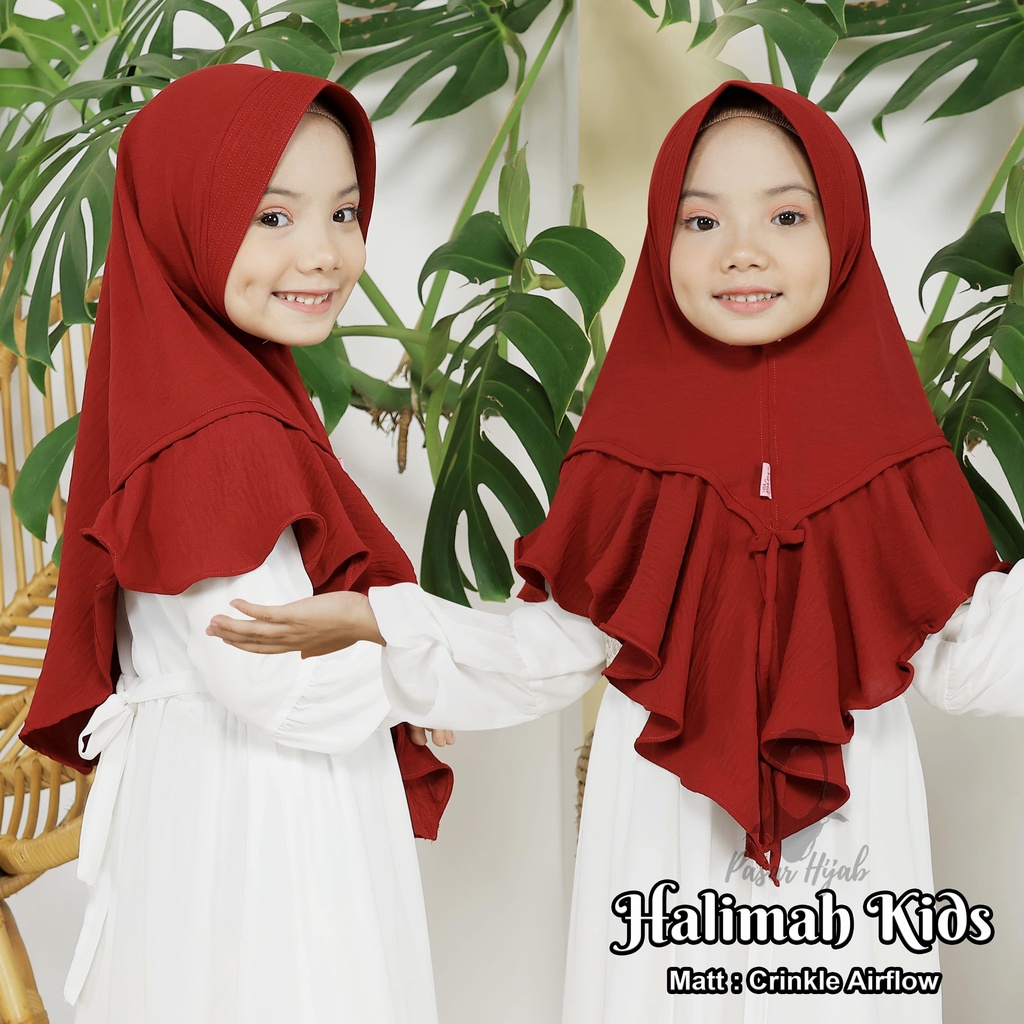 Kerudung Anak HALIMAH KIDS Crinkle Airflow Premium Jilbab Anak Airflow Anti Kusut Pasar Hija'b