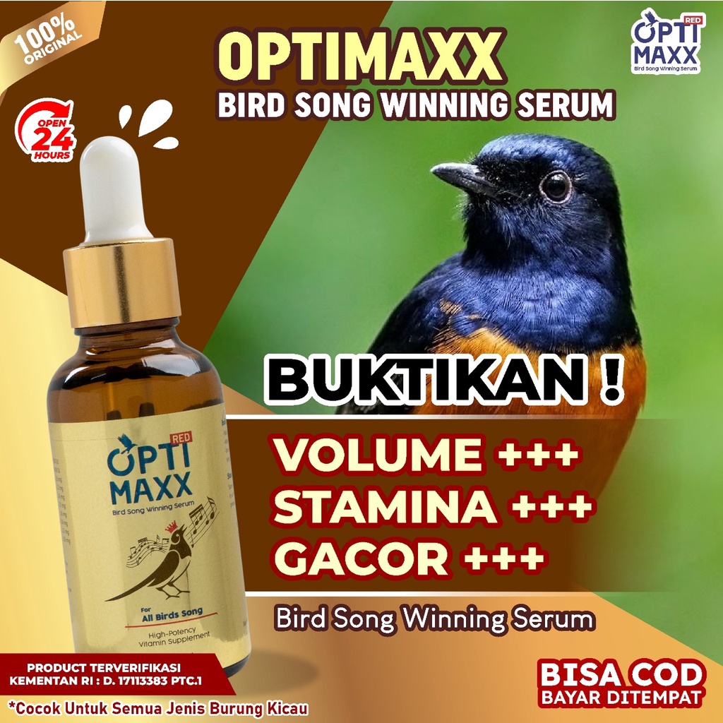 Optimaxx - Serum Vitamin Obat Tetes Burung Kicau Suara Gacor Master Di Gantangan Stimulus Daya Tahan Burung 30ml