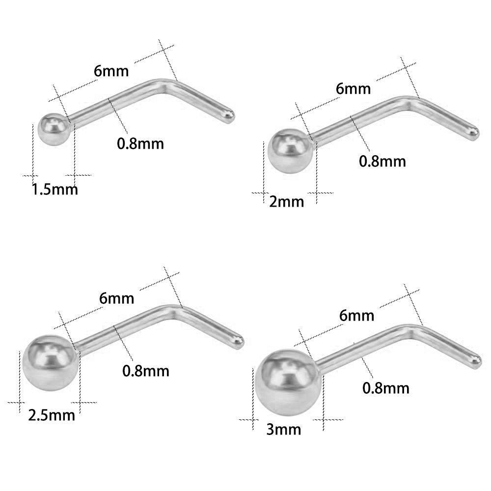 4pcs Cincin Tindik Hidung Bahan Stainless Steel 316l Anti Alergi Warna Emas Untuk Unisex