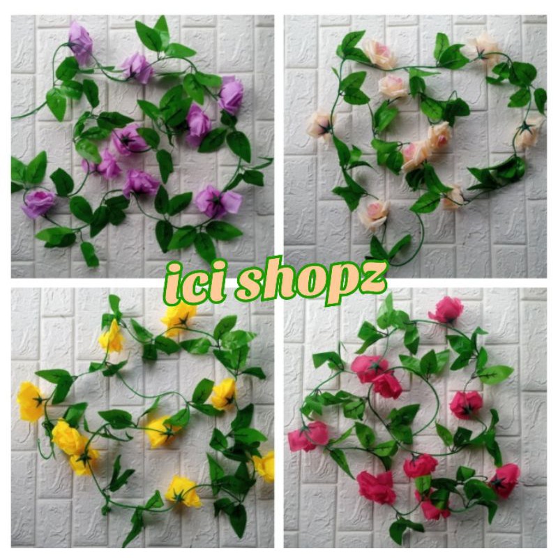 Bunga Mawar Rambat Plastik - Bunga Rose Artificial Bunga Palsu-3