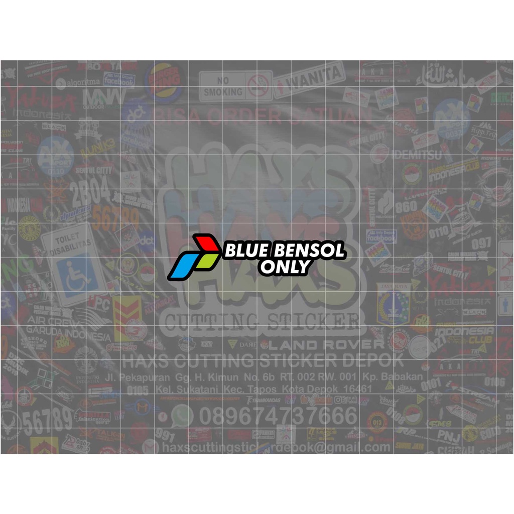 Cutting Sticker Blue Bensol Only Ukuran 5 Cm Untuk Motor Mobil