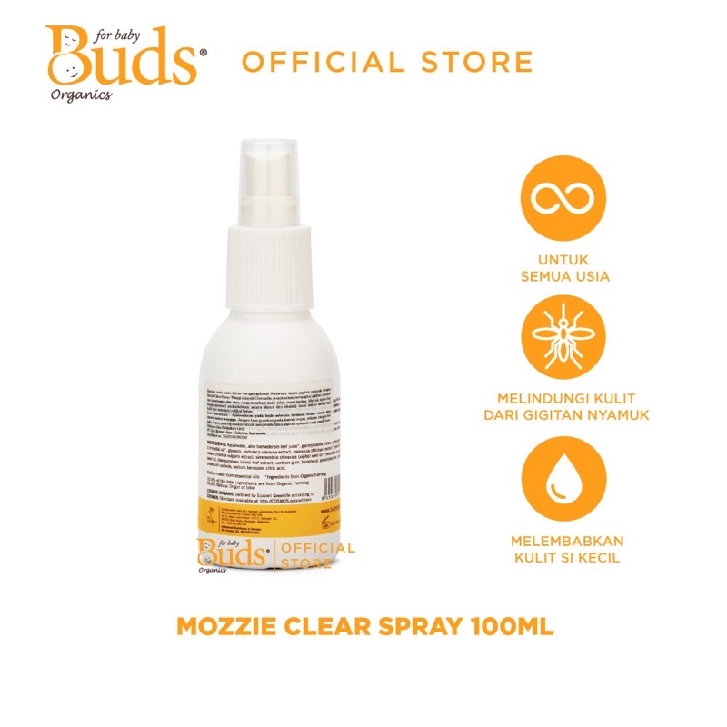 Buds organics mozzie clear spray 100ml - spray anti nyamuk organik