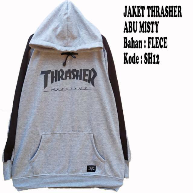 Jaket hoodie thrasher abu misty logo dada Sh12