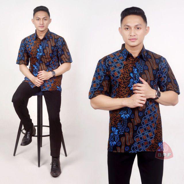 Batik couple keluarga sania ruffle ori ndoro jowi | motif seno biru-Hem