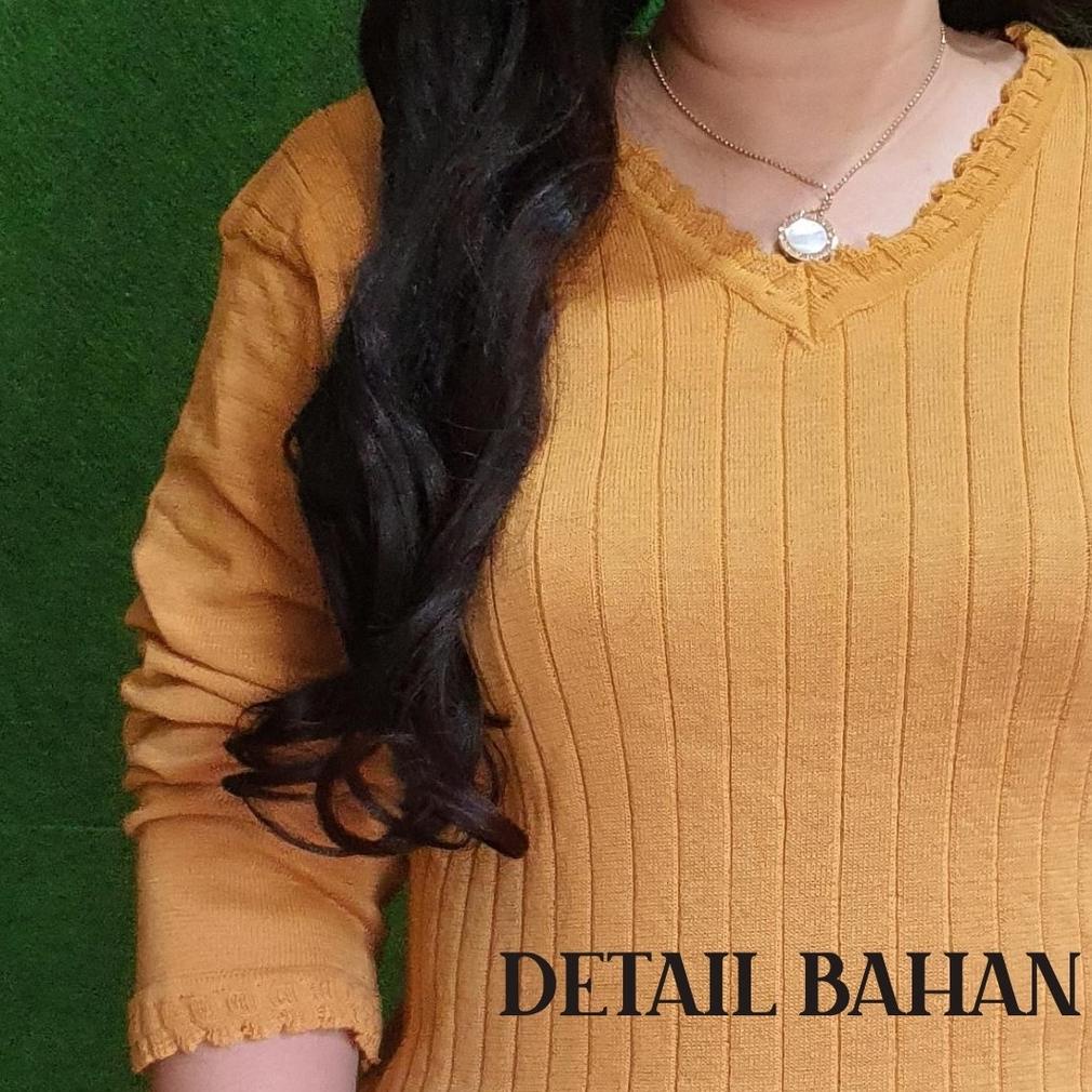 Sweater Jumbo Big Size Rajut Polos Lengan Panjang Wanita Bajubunda