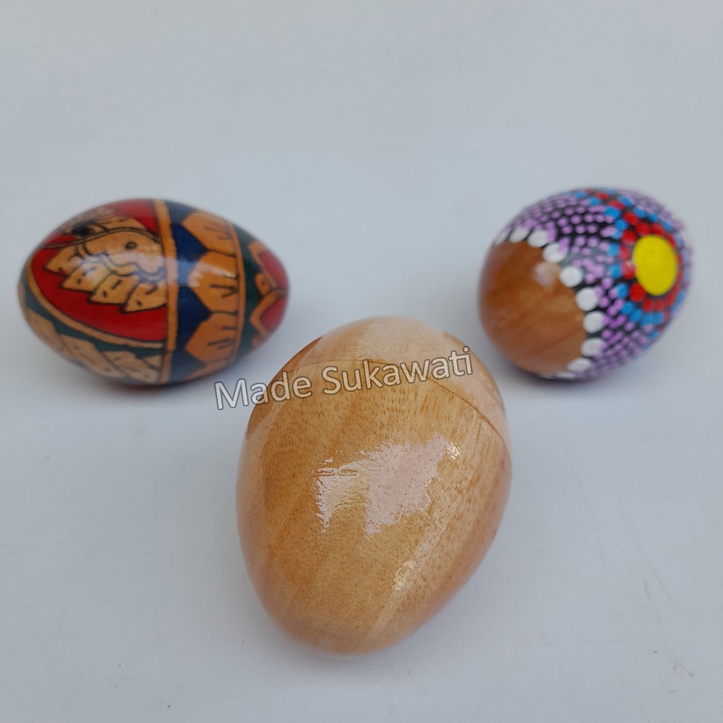 Alat musik marakas kocok telur maracas kayu lukis mainan anak