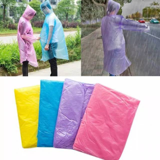 JAS HUJAN PLASTIK SEKLAI PAKAI EMERGENCY PLASTIK TIPIS DISPOSABLE RAINCONAT