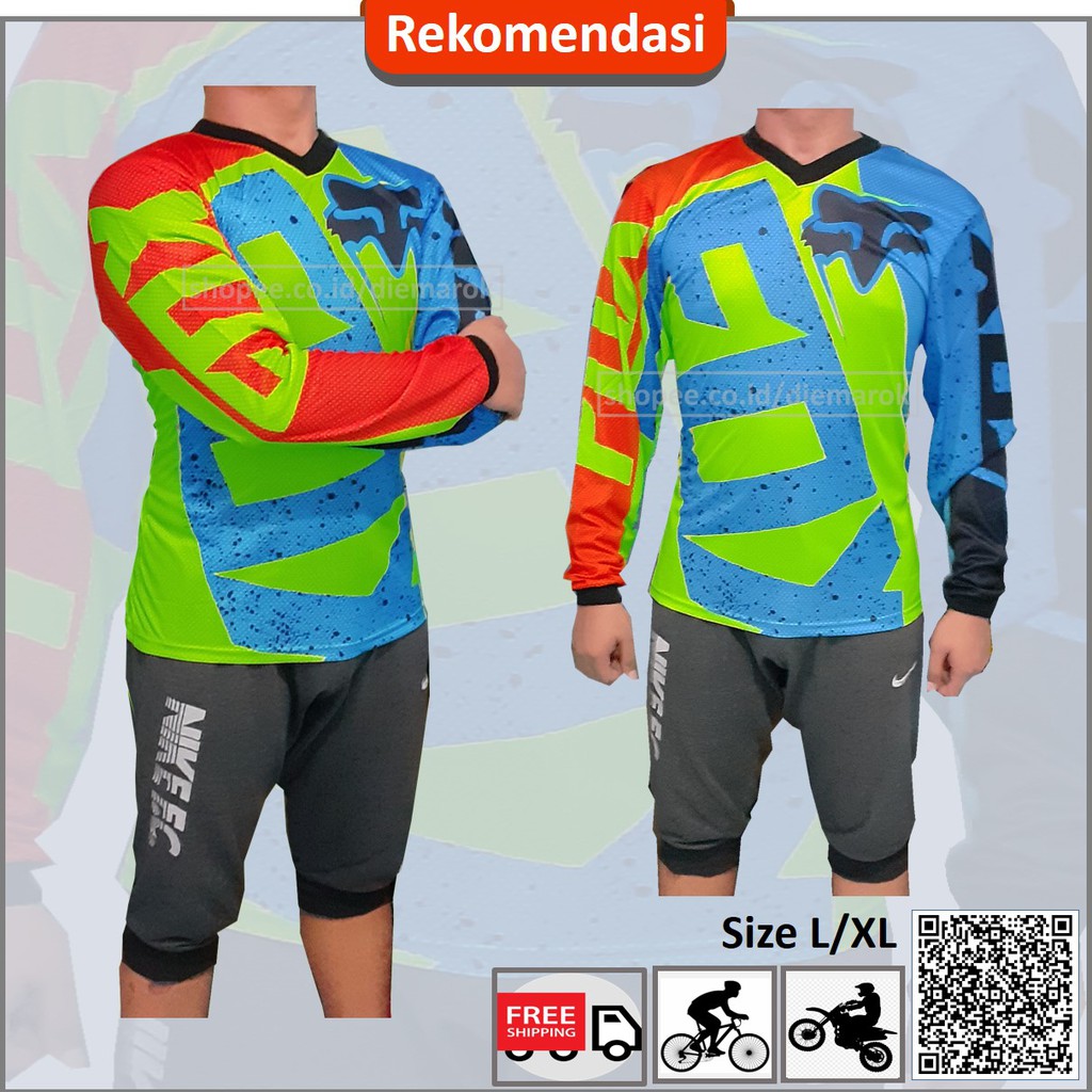 Jersey Sepeda  MTB NEW FOX Jersey Sepeda  Gowes Biru 