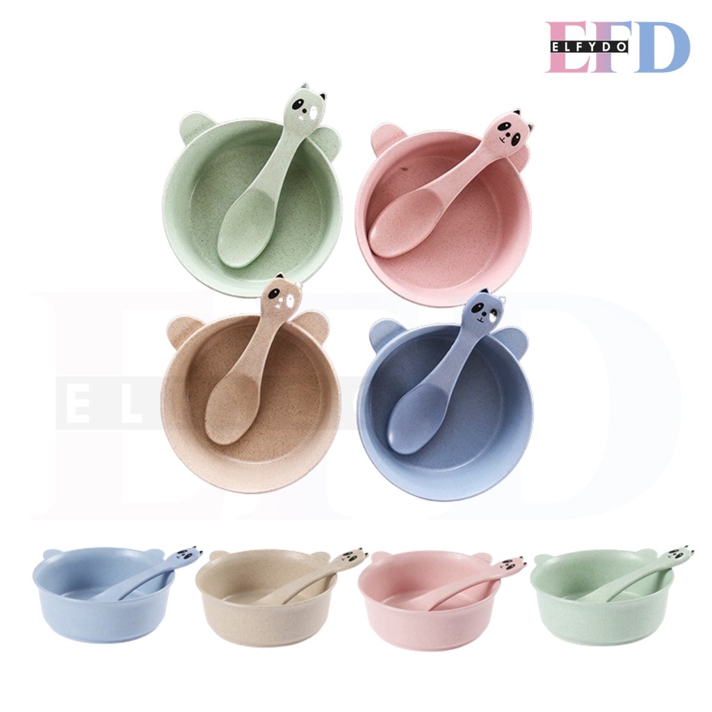 ELFYDO HL0343 Mangkok Mangkuk Piring Makan Anak Balita Bayi Silikon Silicone Wheat Straw Bowl Bentuk Beruang
