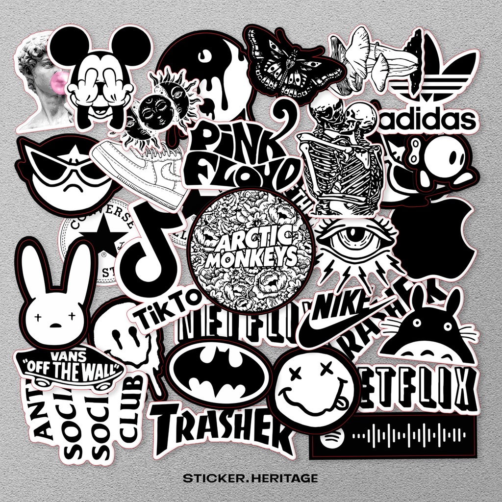 Stiker Aesthetic BLACK &amp; WHITE STIKER TUMBLER HP | STIKER LAPTOP stiker estetik stiker pack sticker