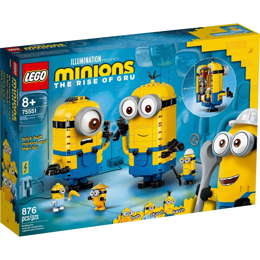 LEGO Minions - 75551 Brick-Built Minion and Their Lair Set Building Kid Toy Kevin Bob Stuart Gru Fri