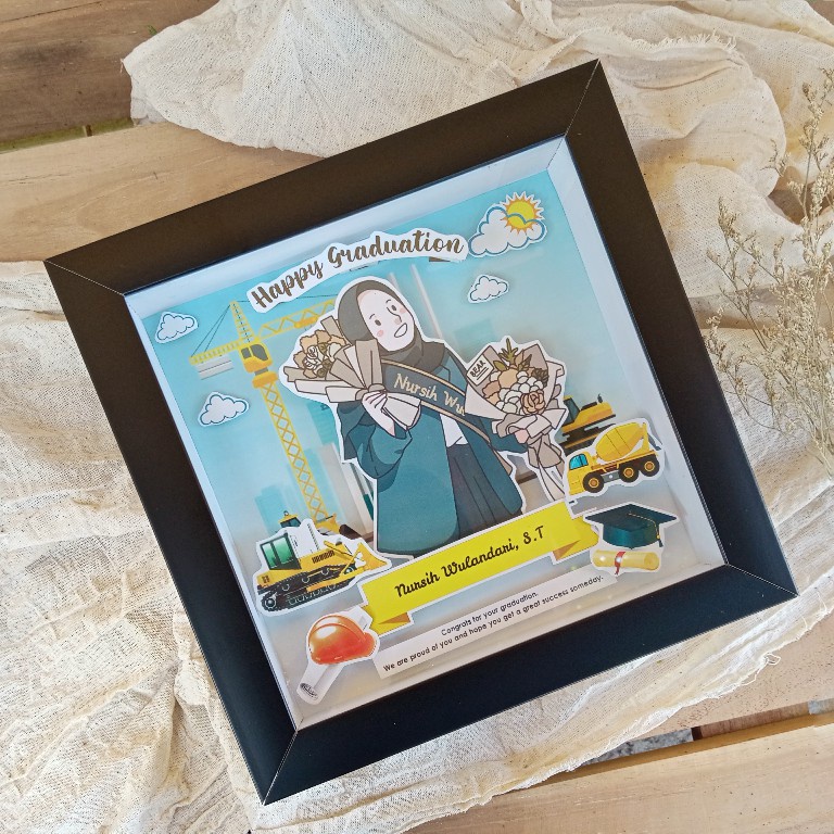 

Custom Frame Pop Up 3D Kartun Ilustrasi hadiah wisuda pernikahan ulang tahun Ukuran 20 x 20 cm