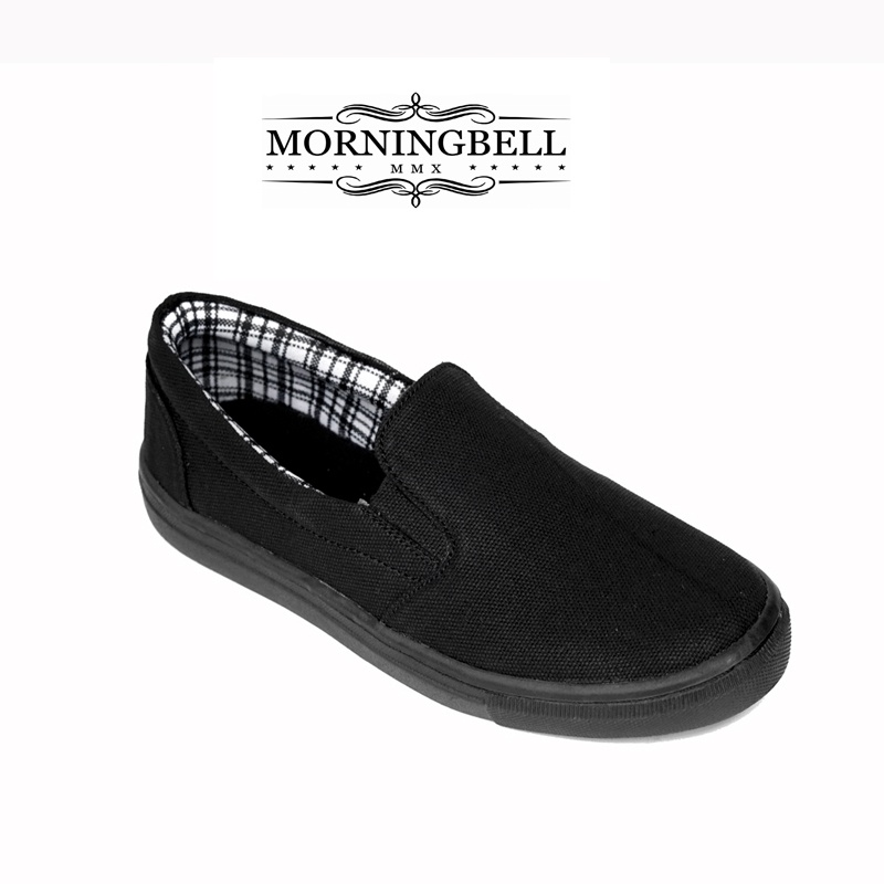 MORNINGBELL - SEPATU PRIA MURAH BERKUALITAS SLIP ON MOJO FULL BLACK